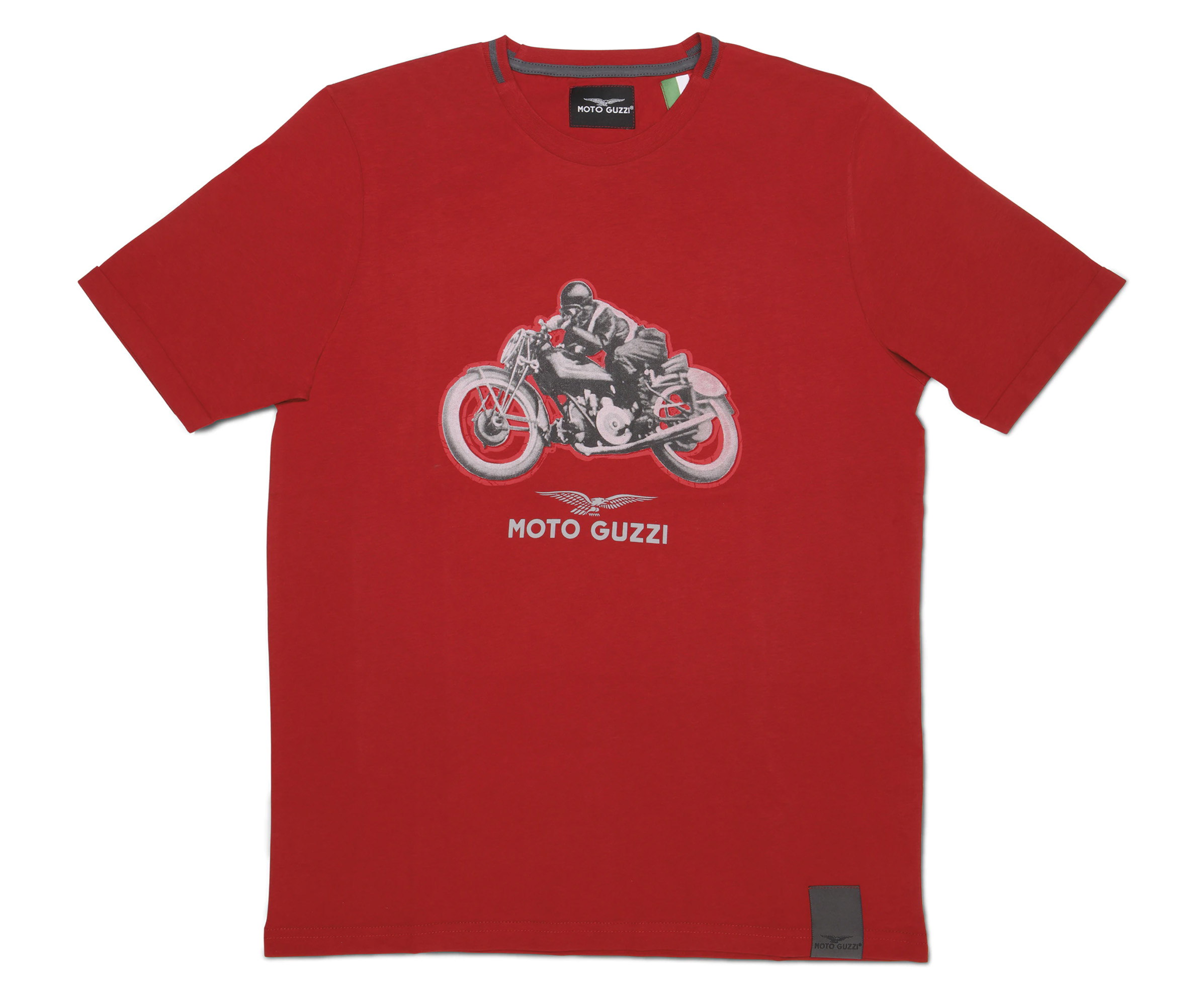T-shirt garage en coton pour hommes Moto Guzzi rouge